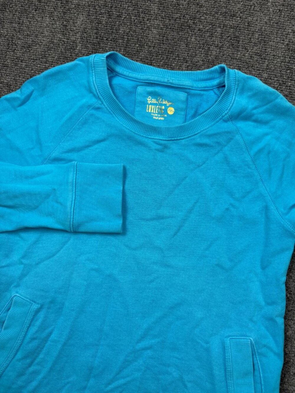 Lilly Pulitzer Luxletic Beach Comber Pullover Zipper Logo Bright Blue Womens XXS